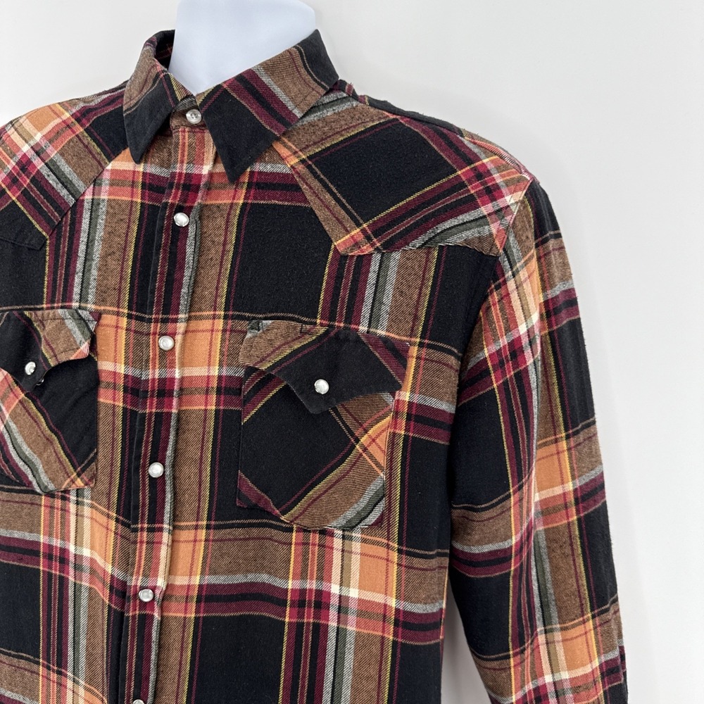 Ely Cattleman Men's M Quilted Western Shacket Snap Plaid Jacket Hand Pockets - Picture 3 of 9